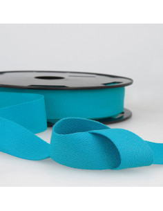 Ruban sergé coton - Bleu turquoise