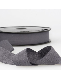 Ruban sergé coton - Gris anthracite