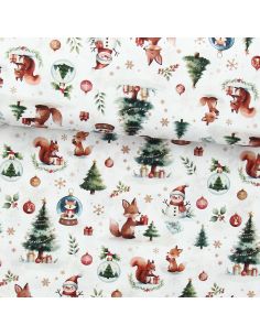 Tissu popeline de coton - Dounoël blanc et vert
