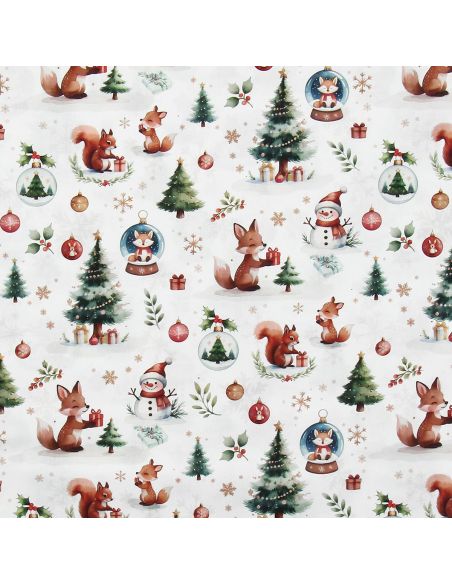 Tissu popeline de coton - Dounoël blanc et vert