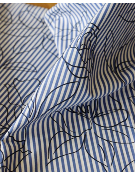 Tissu coton à rayures et fleurs Alyzée - My Dress Made