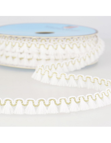 Galon franges lurex 12 mm - Blanc