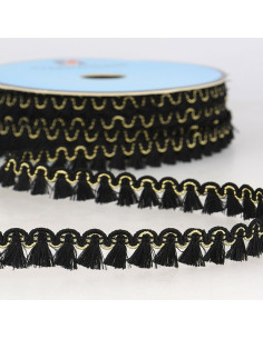 Galon franges lurex 12 mm - Noir