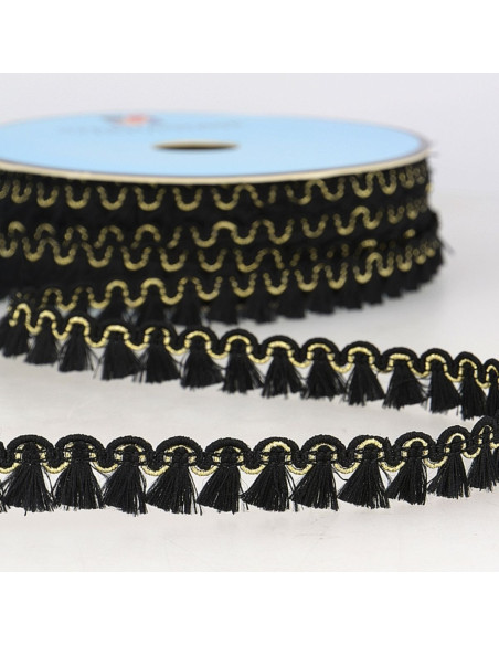 Galon franges lurex 12 mm - Noir