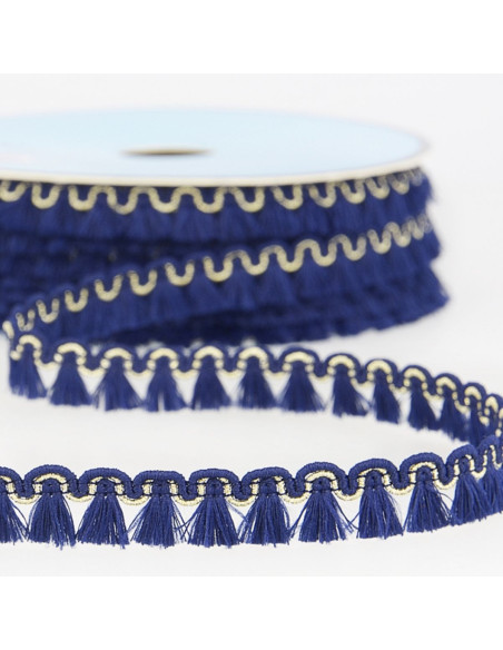 Galon franges lurex 12 mm - Bleu marine