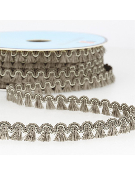 Galon franges lurex 12 mm - Gris