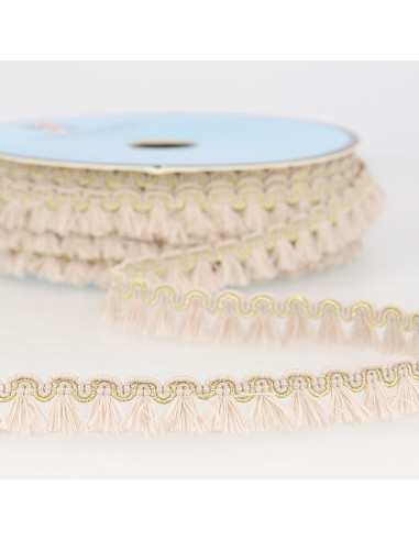 Galon franges lurex 12 mm - Beige clair