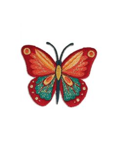 Écusson thermocollant papillon - Rouge, rose et turquoise