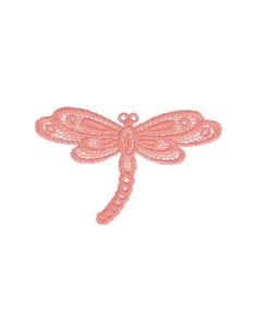 Écusson thermocollant libellule dentelle - Rose