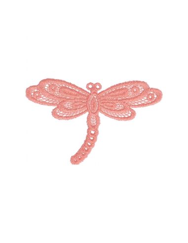 Écusson thermocollant libellule dentelle - Rose