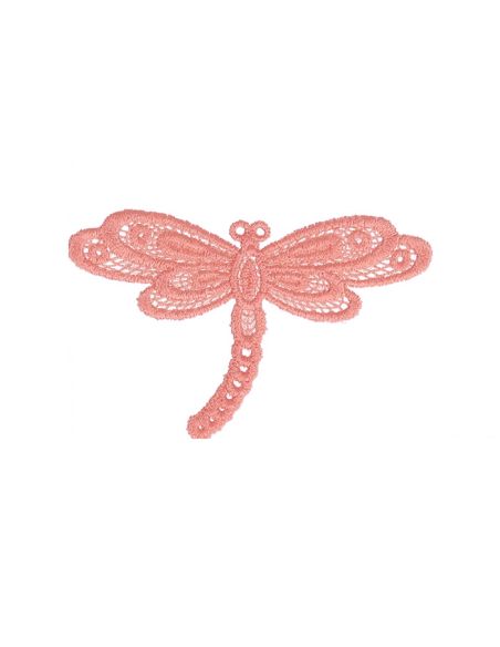 Écusson thermocollant libellule dentelle - Rose