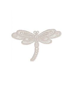 Écusson thermocollant libellule dentelle - Blanc
