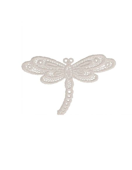 Écusson thermocollant libellule dentelle - Blanc