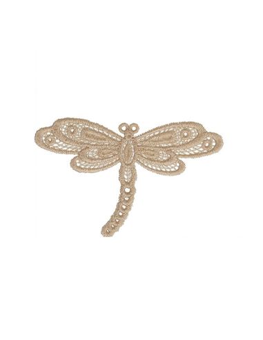 Écusson thermocollant libellule dentelle - Beige