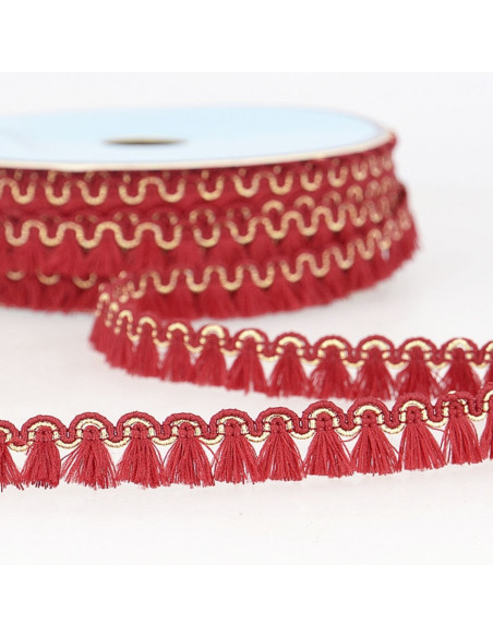 Galon franges lurex 12 mm - Rouge hermès