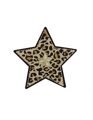 Écusson thermocollant étoile - Panthère beige
