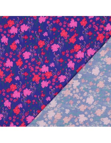 Tissu viscose - Champêtre bleu