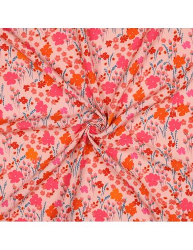 Tissu viscose - Champêtre pêche