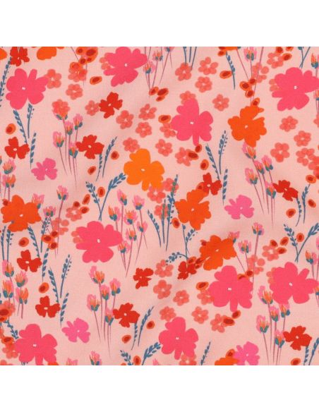 Tissu viscose - Champêtre pêche