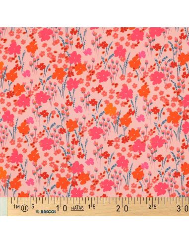 Tissu viscose - Champêtre pêche