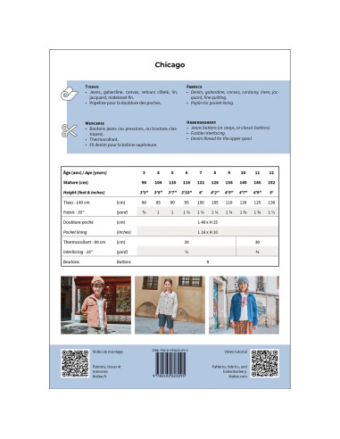 Patron de veste enfant Chicago - Ikatee