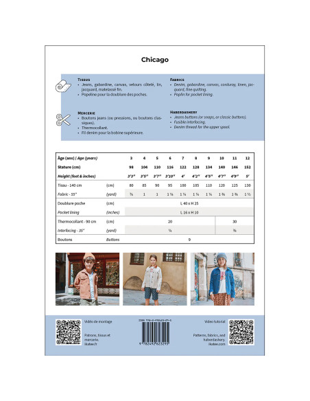 Patron de veste enfant Chicago - Ikatee