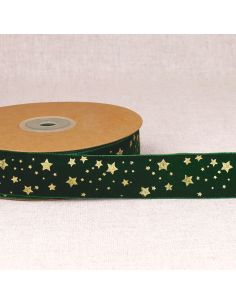 Ruban velours étoiles de noël - Vert
