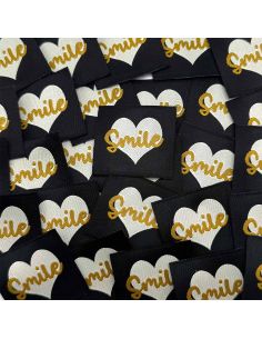 Lot de 5 étiquettes tissées à coudre Smile