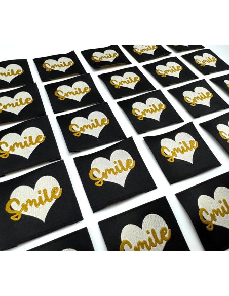 Lot de 5 étiquettes tissées à coudre Smile