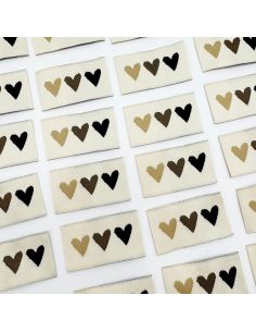 Lot de 5 étiquettes tissées à coudre Salut beauté - 3 coeurs 2