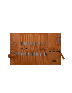 Etui de rangement en cuir pour aiguilles circulaires Muud Stockholm XL - Whisky 2