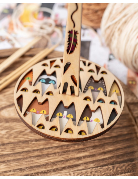 Bracelet porte pelote de laine - Chats