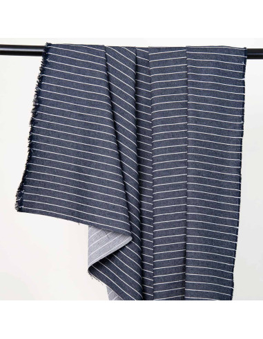 Tissu Denim Wide Stripes Mid Blue - Atelier Brunette