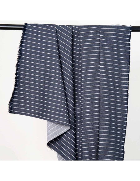 Tissu Denim Wide Stripes Mid Blue - Atelier Brunette