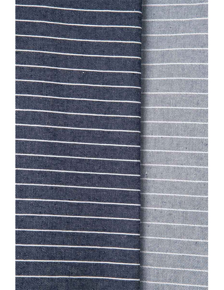 Tissu Denim Wide Stripes Mid Blue - Atelier Brunette