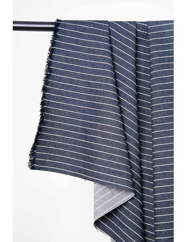Tissu Denim Wide Stripes Mid Blue - Atelier Brunette