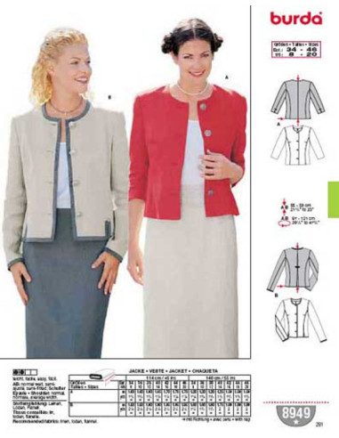 Patron de Veste - Burda 8949