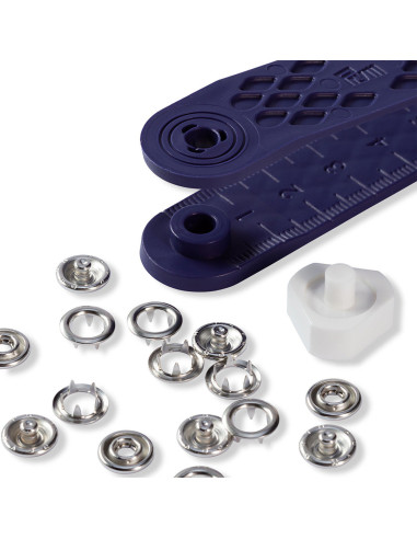 Boite de 10 boutons pression jersey Nickel avec outil 8 mm