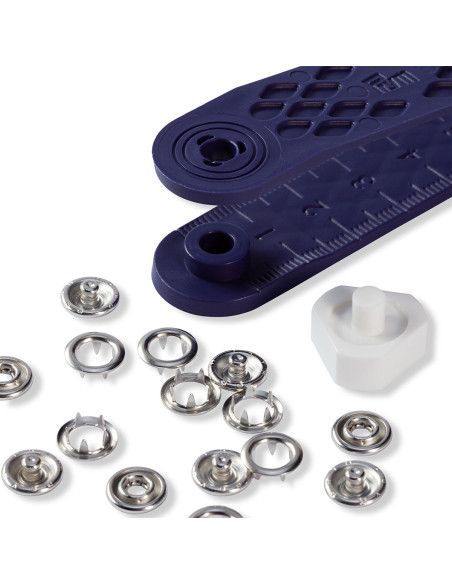 Boite de 10 boutons pression jersey Nickel avec outil 8 mm