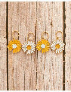 Lot de 4 anneaux marqueurs de maille - Marguerites jaunes et blanches XL 2