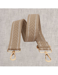Sangle de sac chevrons avec mousquetons - Beige