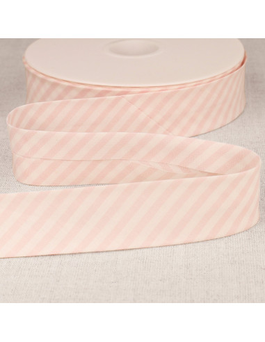 Biais rayures pastel - Rose