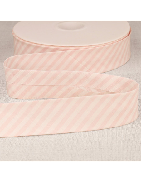Biais rayures pastel - Rose