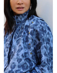 Tissu viscose flammé Denim Léopard - My Dress Made 2