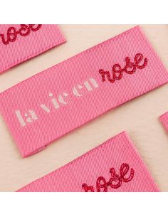 Lot de 4 étiquettes à coudre - La vie en rose 2