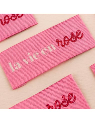 Lot de 4 étiquettes à coudre - La vie en rose