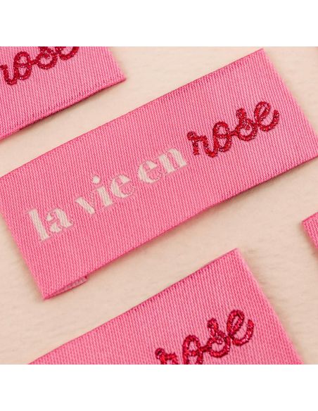 Lot de 4 étiquettes à coudre - La vie en rose