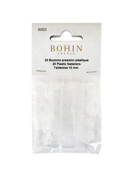 Boutons pression ronds à coudre en plastique transparent 10 mm Bohin