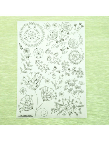 Motif de broderie autocollants hydrosolubles - Fleurs folkloriques