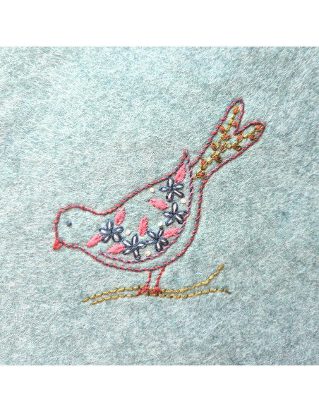 Feuilles de transfert broderie hydrosolubles - Oiseaux folkloriques
